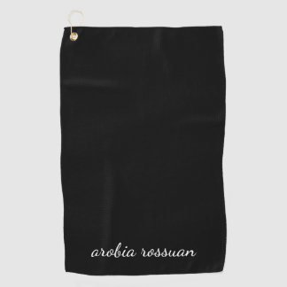 Serviette De Golf Trendy Monogram Modern Black Script Name Style