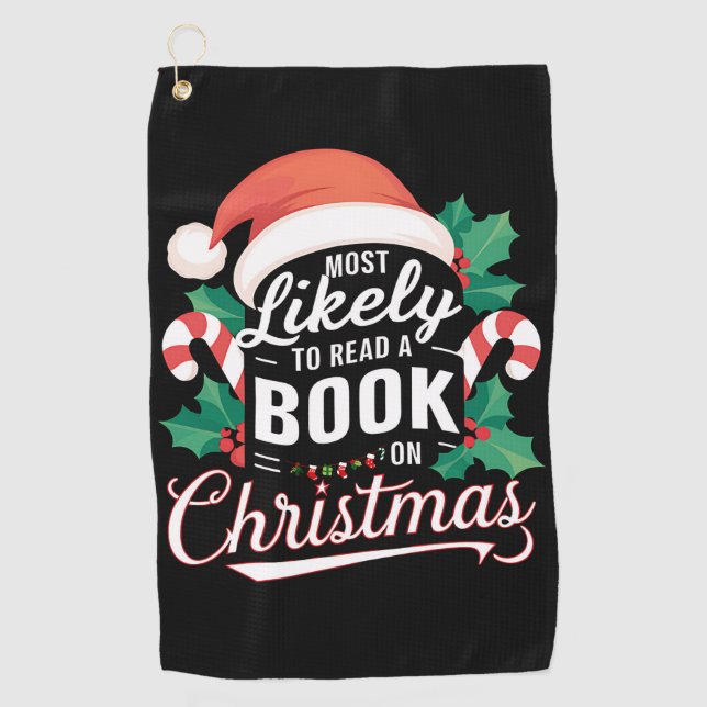 Serviette De Golf Très Probable De Lire Un Livre À Noël (Devant)