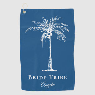 Serviette De Golf Tribe Mariée Bleu Blanc Palm Tree Personnalisé