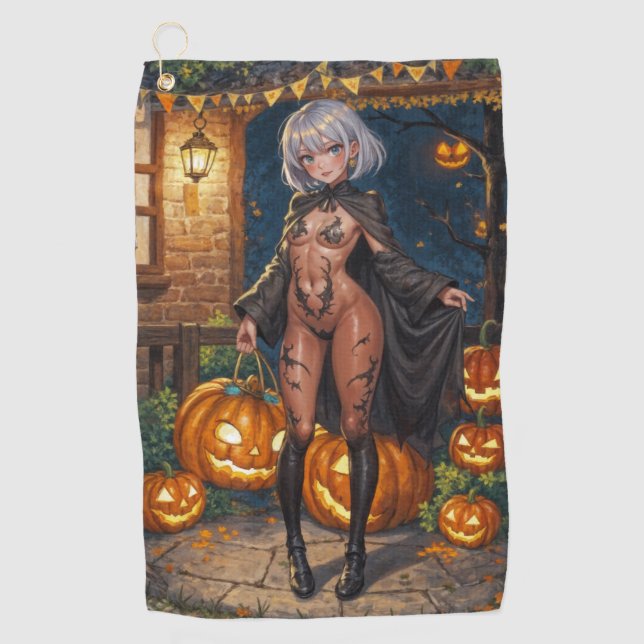 Serviette De Golf Trick ou le traitement, Brave Halloween Costume Gi (Devant)