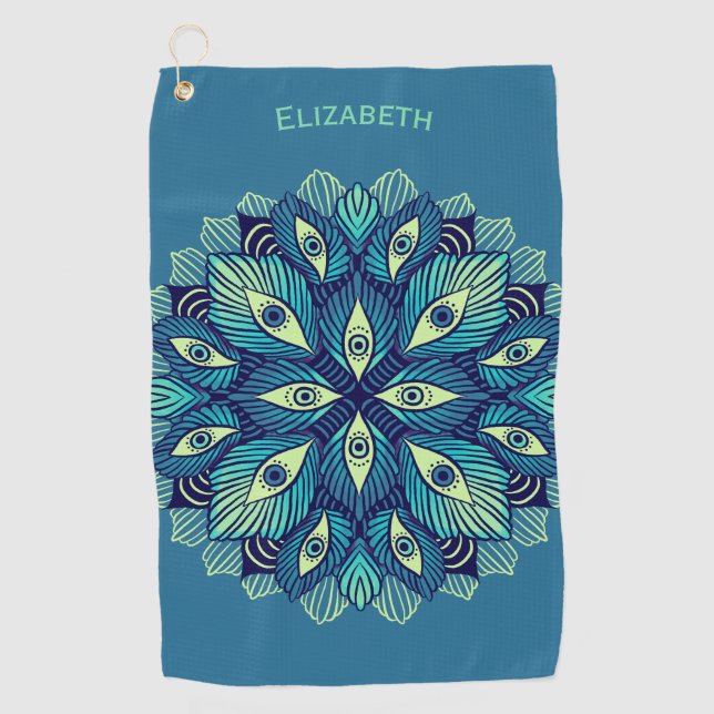 Serviette De Golf Trippy Psychedelic Eyes Floral Surreal Art (Devant)
