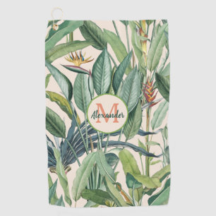 Serviette De Golf Tropical Jungle Banana Tree Strelitzia Monogramme