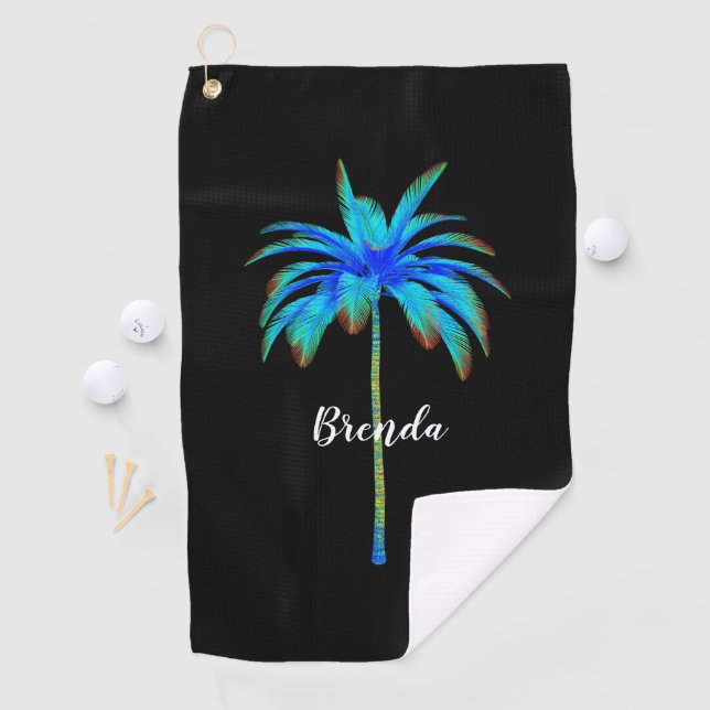 Serviette De Golf Tropical Turquoise Palm Tree Femmes Personnalisées (En situation)
