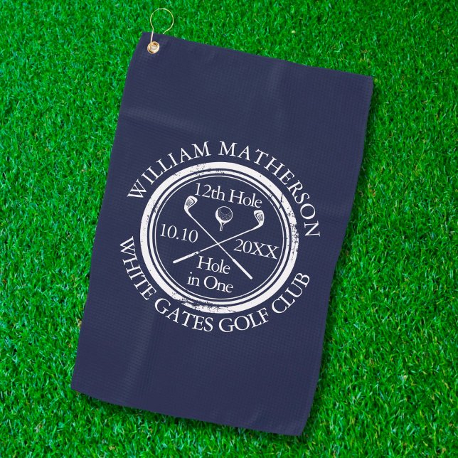 Serviette De Golf Trou en un bleu marine personnalisé classique (Créateur téléchargé)