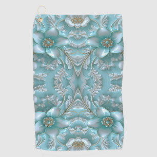 Serviette De Golf Turquoise Blanc Floral Golf Towne