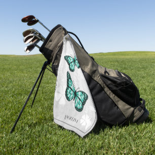 Serviette de golf turquoise papillon Floral