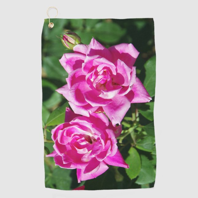 Serviette de golf Two Pink Roses (Devant)
