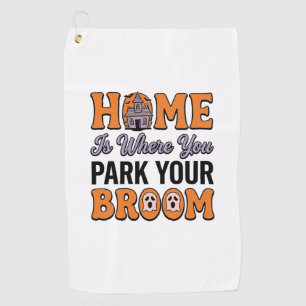 Serviette De Golf Typographie Vintage Maison d'Halloween Garez Votre