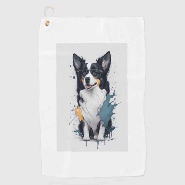 Serviette De Golf Un chien mignon Bordure Collie (Devant)