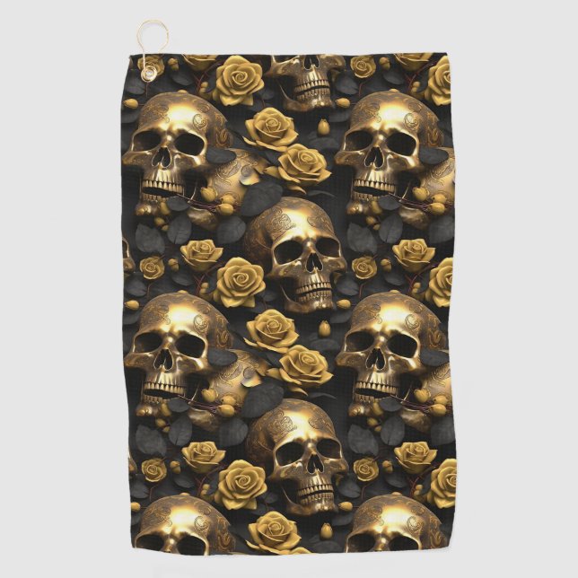 Serviette De Golf Un crâne et une série Rose 8 (Devant)
