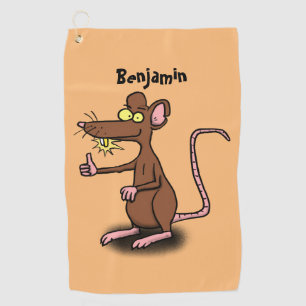 Serviette De Golf Un rat brun mignon pouce vers le haut dessin animé