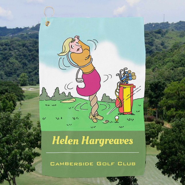 Serviette De Golf Une femme golfeuse devient un tremplin (Créateur téléchargé)