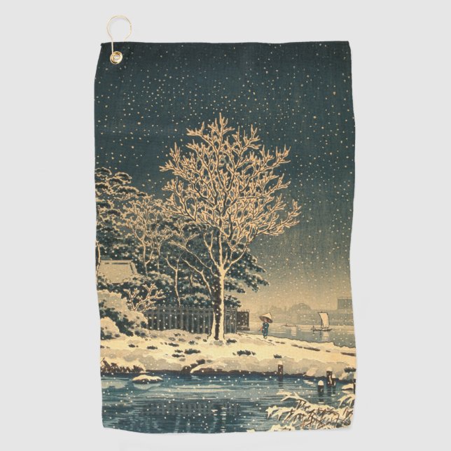 Serviette De Golf Une journée d'hiver sur la rivière Sumida au Japon (Devant)
