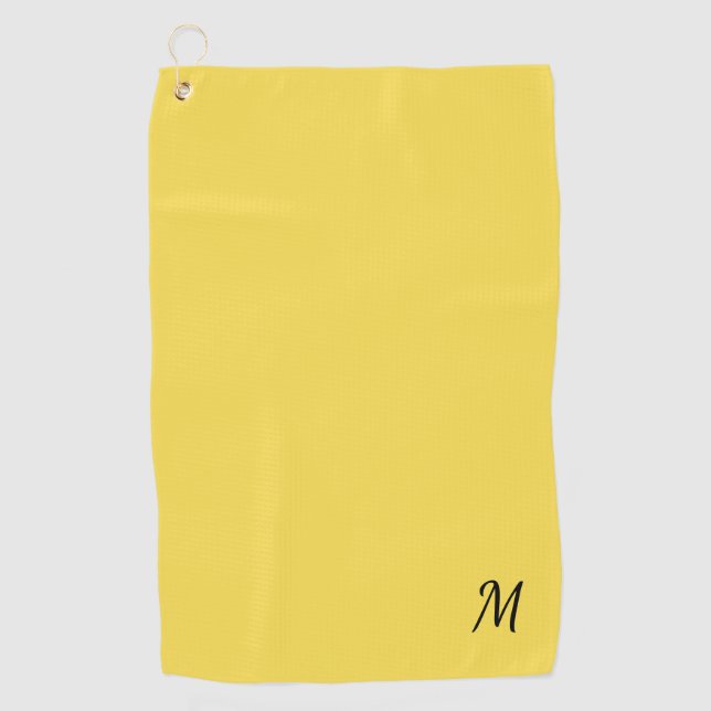 Serviette De Golf Uni jaune monogramme  (Devant)