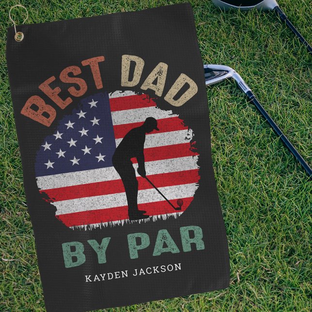 Serviette De Golf USA Best Dad By Par Fête des pères Cadeau (Créateur téléchargé)