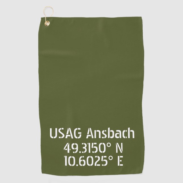 Serviette De Golf USAG Ansbach Latitude Longitude (Devant)