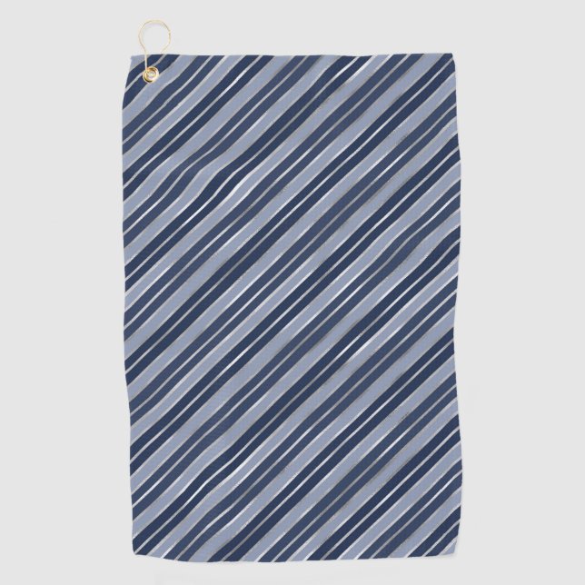Serviette De Golf Vacances Bleu et Argent Foil Stripes de Noël (Devant)