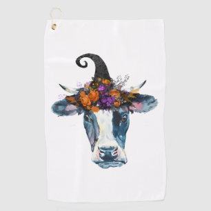 Serviette De Golf Vache noir blanc Halloween sorcière