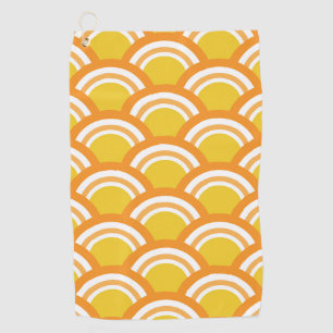 Serviette De Golf Vague japonaise Seigaiha motif jaune orange