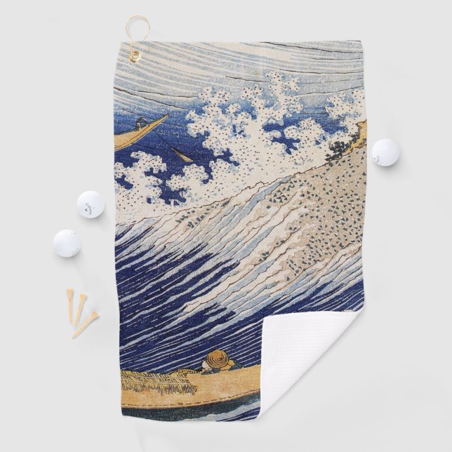 Serviette De Golf Vagues océaniques Hokusai Bateaux en mer (En situation)