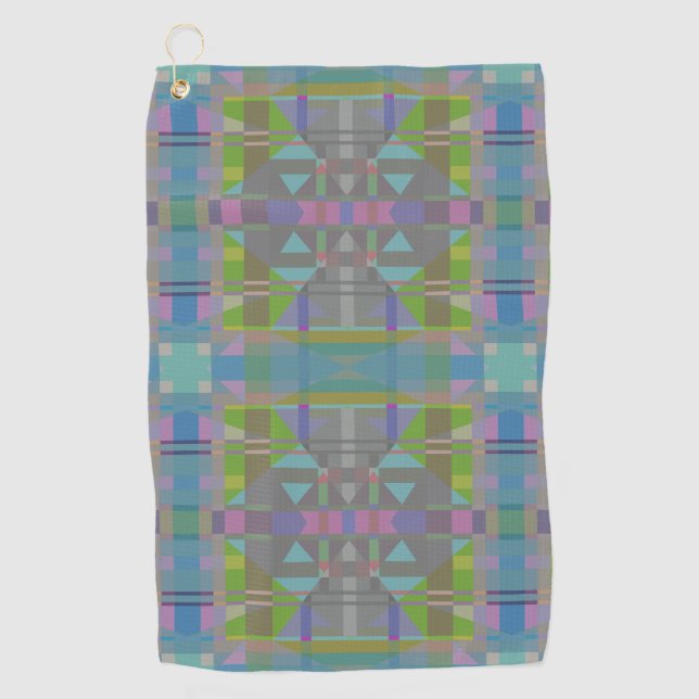 Serviette De Golf Vert bleu violet géométrique (Devant)
