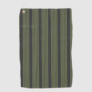 Serviette De Golf Vert olive et charbon de bois cinq bandes motif