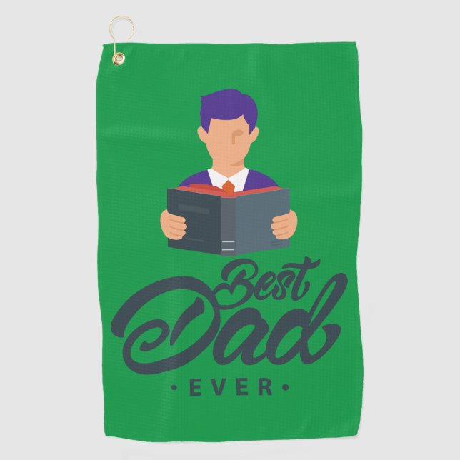 Serviette de golf verte avec un meilleur papa jama (Devant)