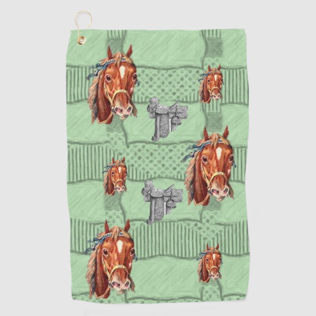 Serviette de golf verte florale (Devant)