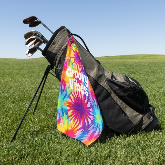 Serviette De Golf Vibes super Tie Dye personnalisable (Vert)