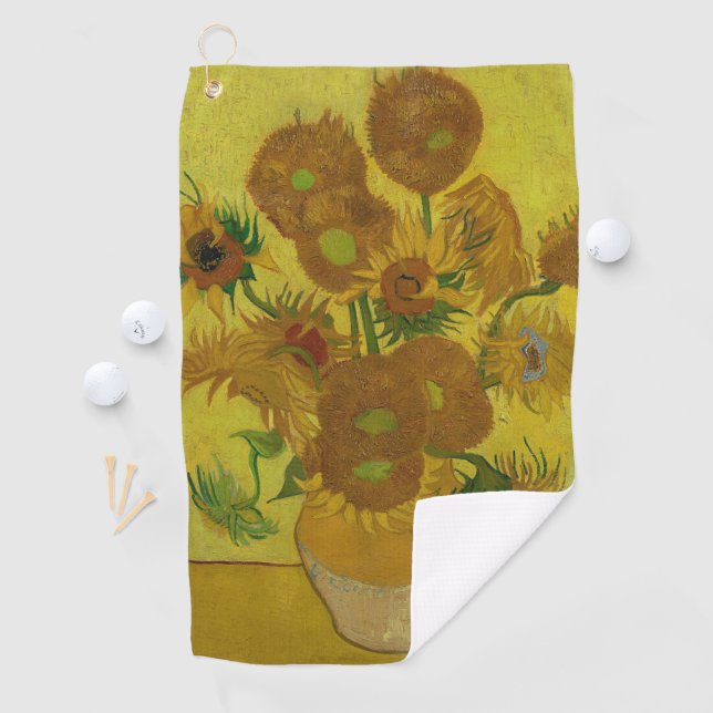 Serviette De Golf Vincent Van Gogh 15 Peinture de tournesols (En situation)