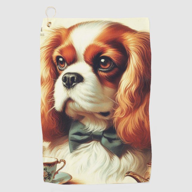 Serviette De Golf Vintage Cavalier King Charles Peinture espagnole (Devant)