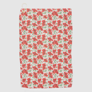 Serviette De Golf Vintage modèle floral du pavot rouge