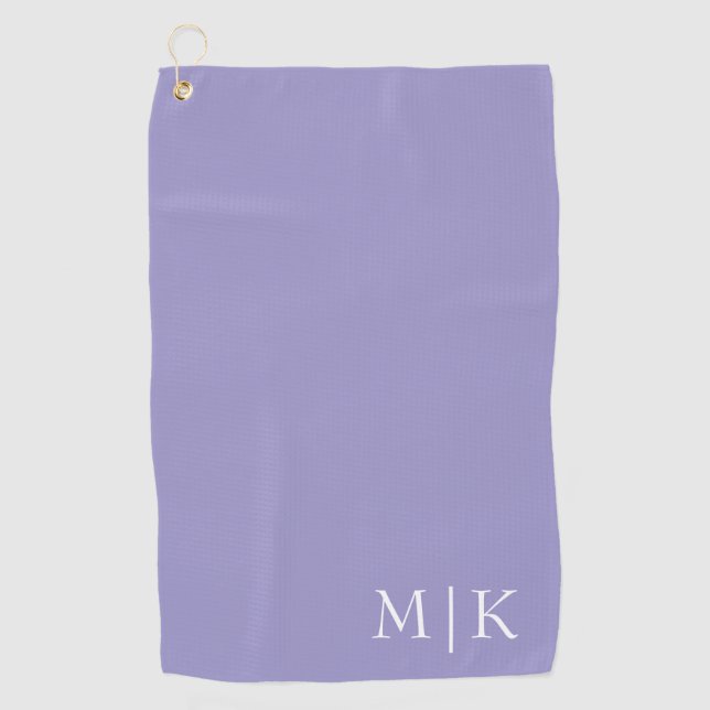 Serviette De Golf Violet et blanc | Monogramme moderne (Devant)