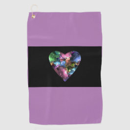 Serviette de golf violette au coeur coloré