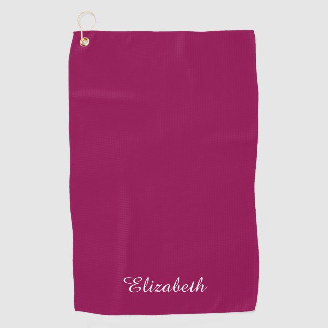 Serviette De Golf Viva Magenta Nom Modèle personnalisable Monogramme (Devant)