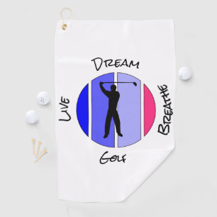Serviette De Golf Vivez, rêvez, respirez golf