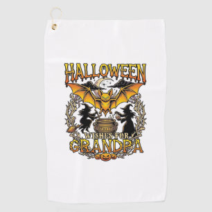 Serviette De Golf Vœux Halloween Grand-Père Chauve-Souris Chaudron d