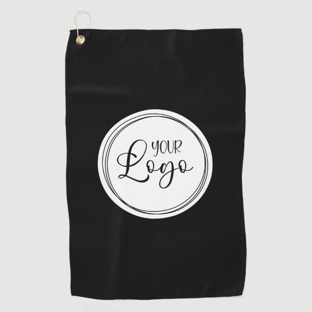 Serviette De Golf Votre logo d'entreprise sur le cercle blanc (Devant)