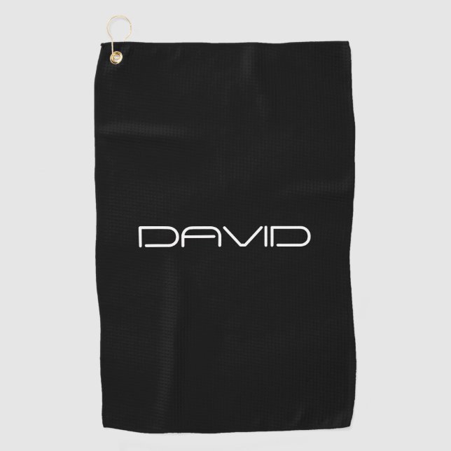 Serviette De Golf Votre nom | Texte personnalisable stylisé Cool (Devant)