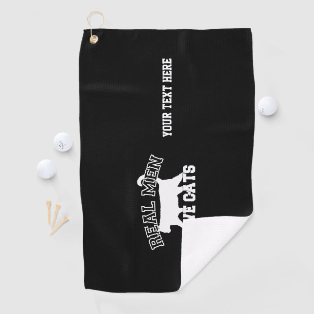 Serviette De Golf Votre texte Véritables Hommes Aimer Chats Silhouet (En situation)