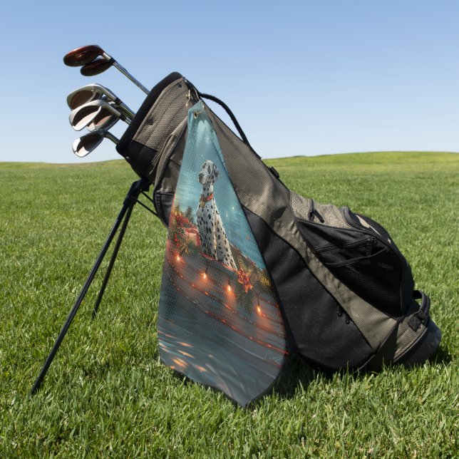Serviette De Golf Voyage festif de Noël dalmate (Vert)