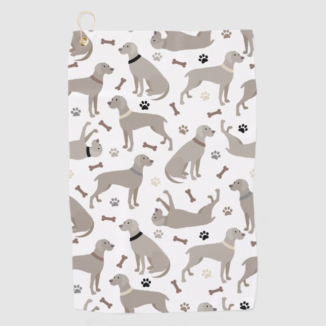 Serviette de golf Weimaraner Bones and Paws (Devant)