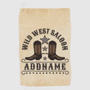 Serviette De Golf Western Cowboy Boots AJOUTER LE NOM Sheriff Spurs