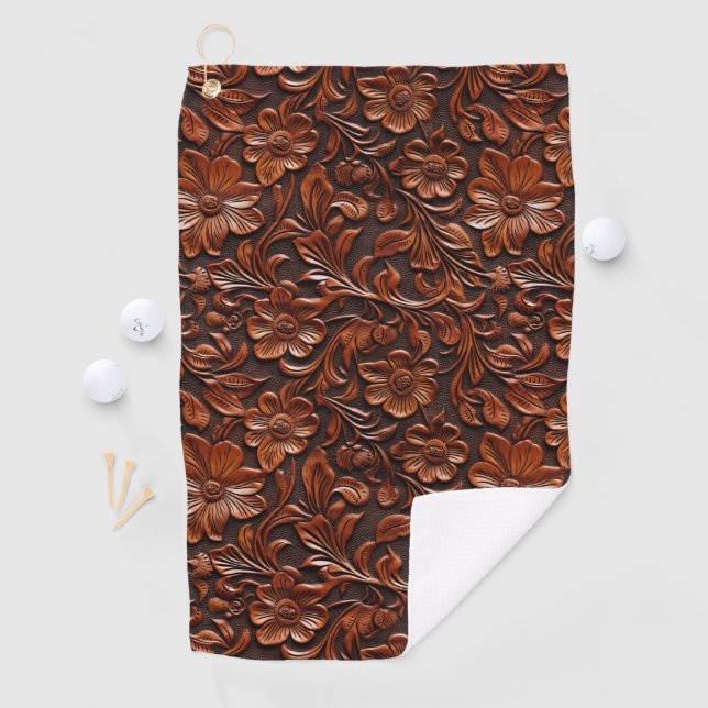 Serviette De Golf Western Cowgirl Brown Floral (En situation)