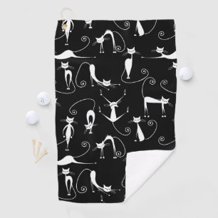 Serviette De Golf Whimsical Motif de chat blanc maigre