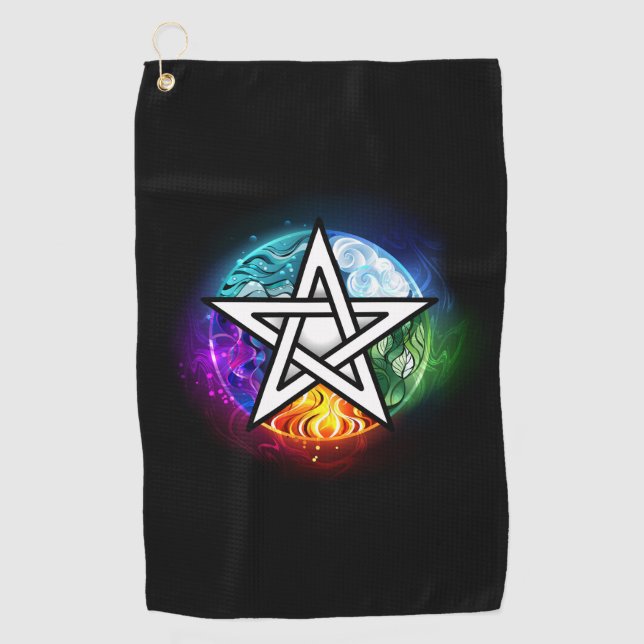 Serviette De Golf Wiccan pentagram (Devant)