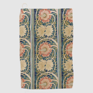 Serviette De Golf William Morris Fleurs Roses Soie Broderie Antique
