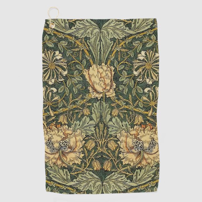 Serviette De Golf William Morris Honeysuckle Vert Floral (Devant)
