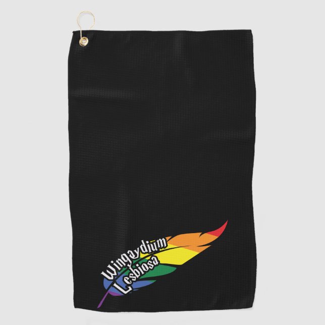 Serviette De Golf Wingaydium Lesbiosa - Amusant jeu de mots magiques (Devant)
