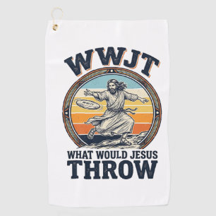 Serviette De Golf WWJT Que jetterait Jésus T-shirt disque vintage_1